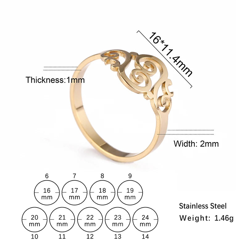 Stainless Steel Hollow Peach Heart Rings For Women Propose Engagement Wedding Ring Vintage Jewelry Anillos Valentine's Day Gift
