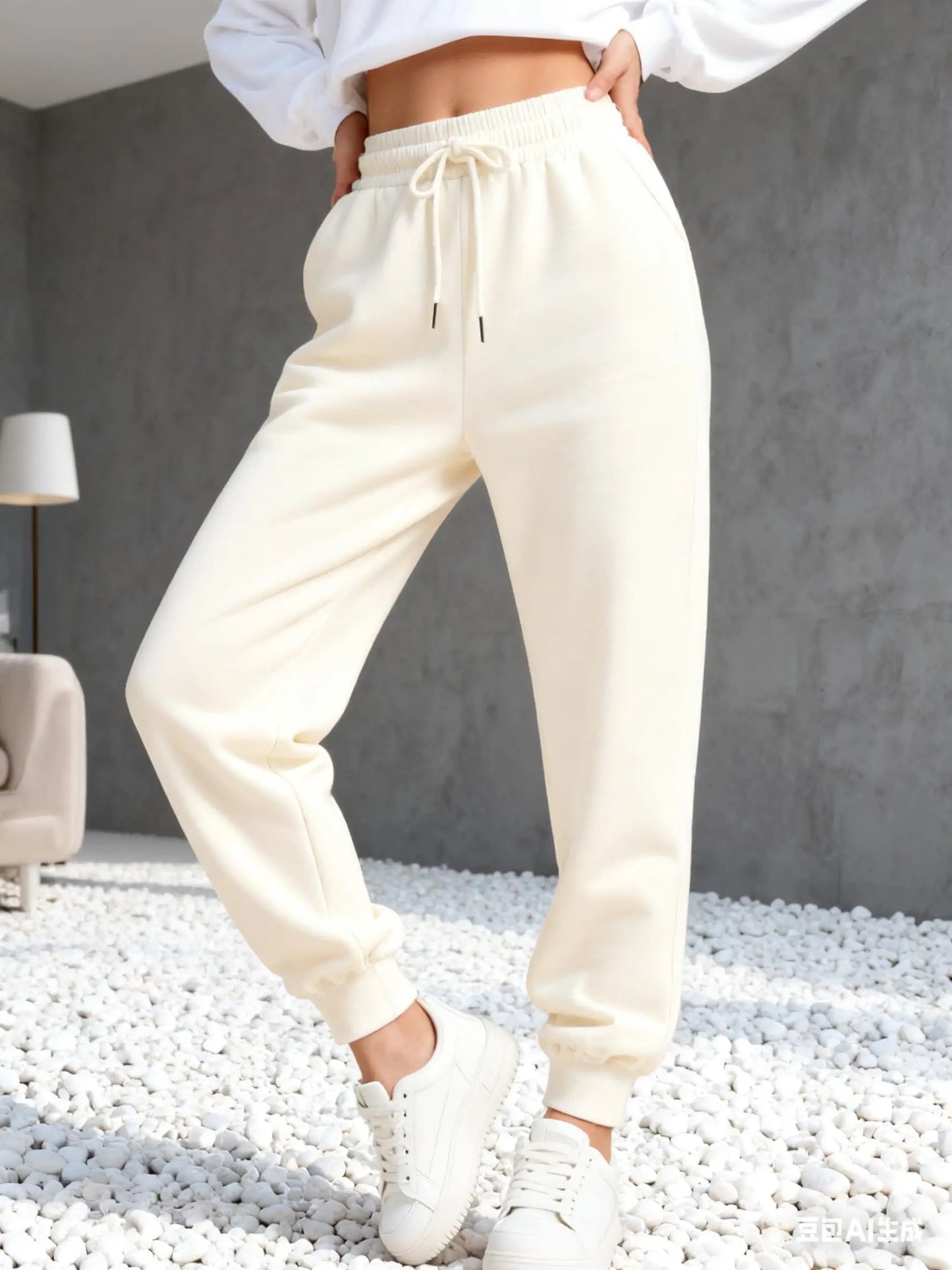 Multicolor Autumn Solid Color Womens Sweatpants Fleece Casual Unisex Long Pants All-Match Sportspants Woman Drawstring Pant