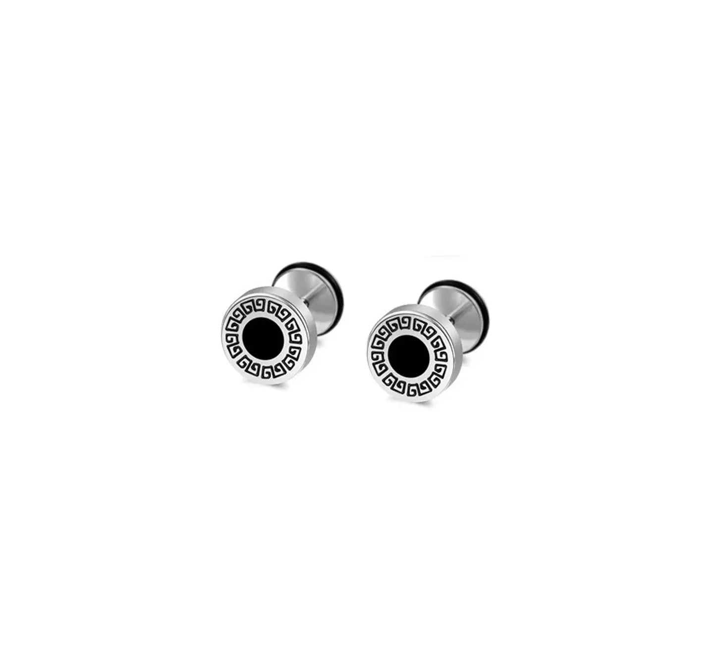 1-8 Pairs of Stainless Steel Earrings Set, MEN'S Earrings, Personalized Dumbbell Black Earrings, Cross-border Hot Selling Set