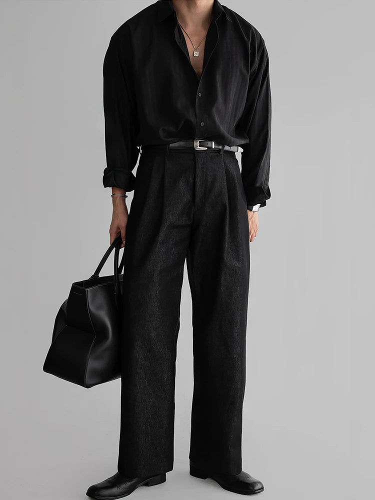 Vintage Striped Textured Shirts Men's Spring Autumn Outdoor Casual Button-up Shirt Long Sleeve Mens Fashionable Lapel Cardigans