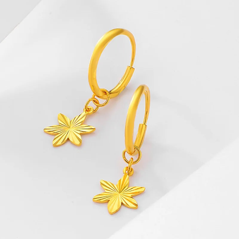 Real Gold Color Star Smart Earrings Real K Gold Earrings Fine Jewelry Engagement Wedding Birthday Party Gifts Not Fade