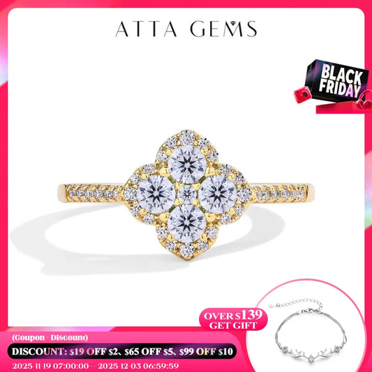 ATTAGEMS Classic Moissanite Rings for Women D Color VVS1 Real 925 Sterling Silver Engagement Wedding Party Exquisite FineJewelry