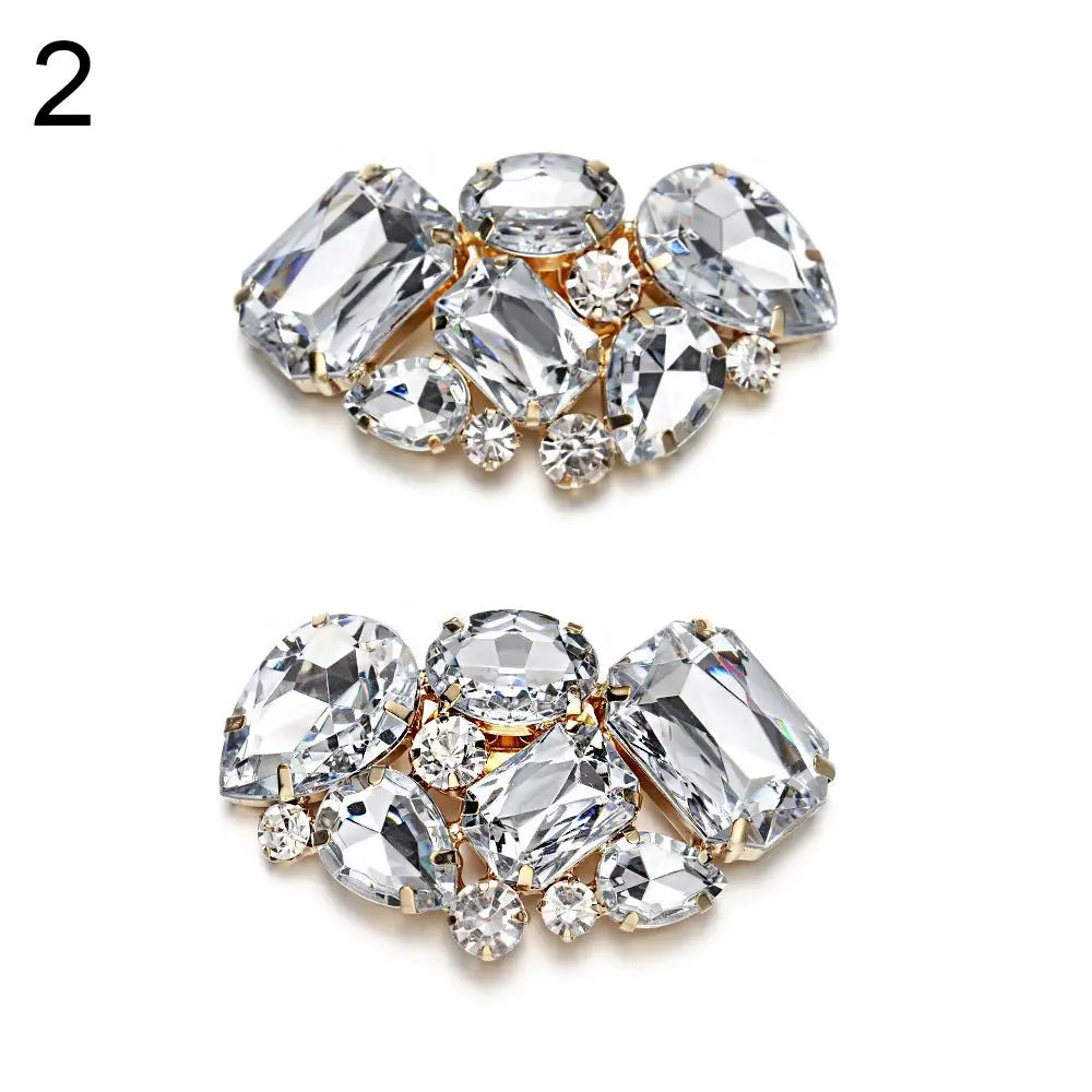 1Pair Detachable Shoes Decorations Shiny Crystal Shoes Clip Charm Buckle Rhinestone Brooch Women Bag Pendant Bride Accessories