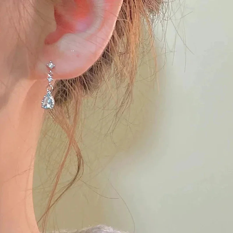 New 925 Sterling Silver Zircon Earrings Shining Charm Simple Style Women Earrings Birthday Gift for Friends Fine Jewelry