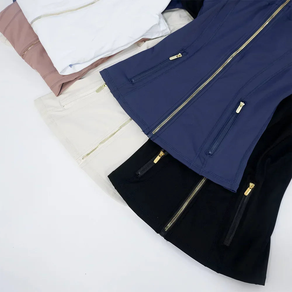 Slimming Zipper Jacket Yoga Collar Lightweight Quick Dry Sporty Thin Rose Gold Evening Summer Outerwear for Active Living