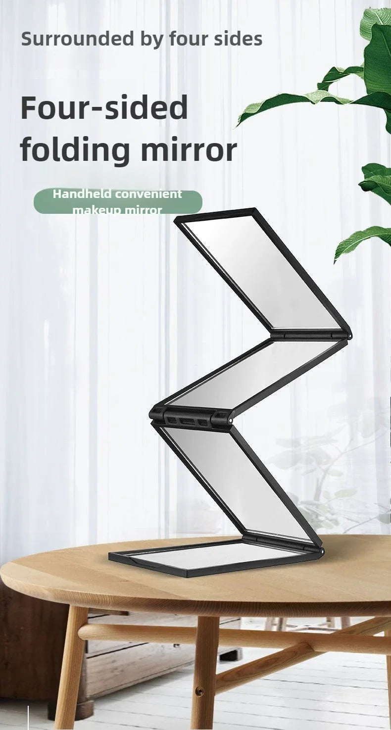 4 Way Mirror 360 Degree Handheld Desktop Portable Foldable Makeup Mirror For Self Hair Cutting Makeup Mirror Beauty Tool