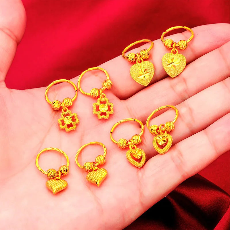 ANIID Heart Earrings 24K Gold Color Hoop Earrings for Women Nigerian Designer Earrings Party Wedding Jewelry Wholesale Gift