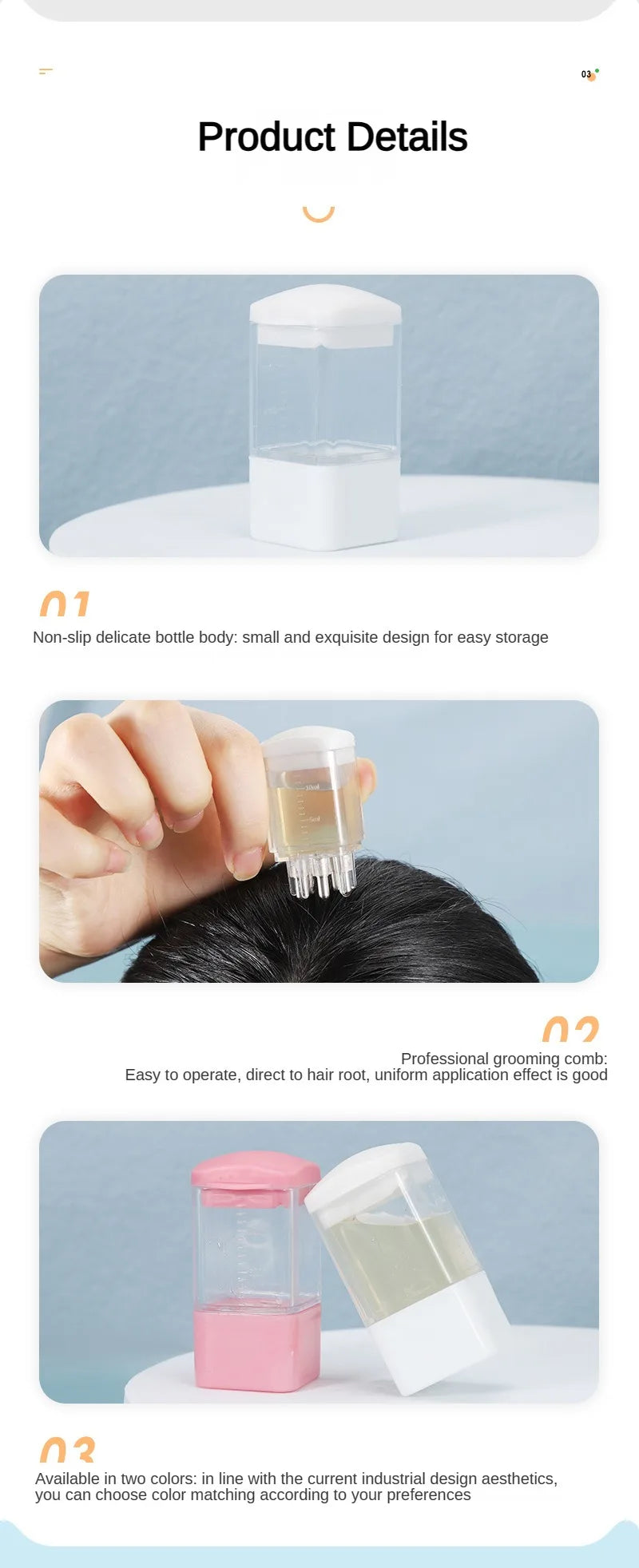 Scalp Applicator Minoxidil 1-6ml Essence Hair Growth Fluid Ball Massage Head Drug Delivery Smear Liquid Guide Comb