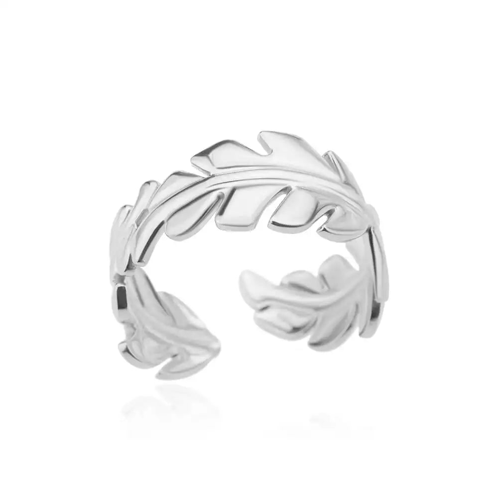 Stainless Steel Twist Chain Adjustable Rings for Women Men Simple Geometric Leave Flower Open Ring Jewelry Female Holiday Gifts