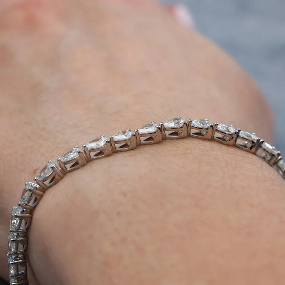 3*5mm Pear Cut D Color Full Moissanite Tennis Bracelet for Women Men 925 Sterling Silver Waterdrop Shape Hand Chain Fine Jewelry