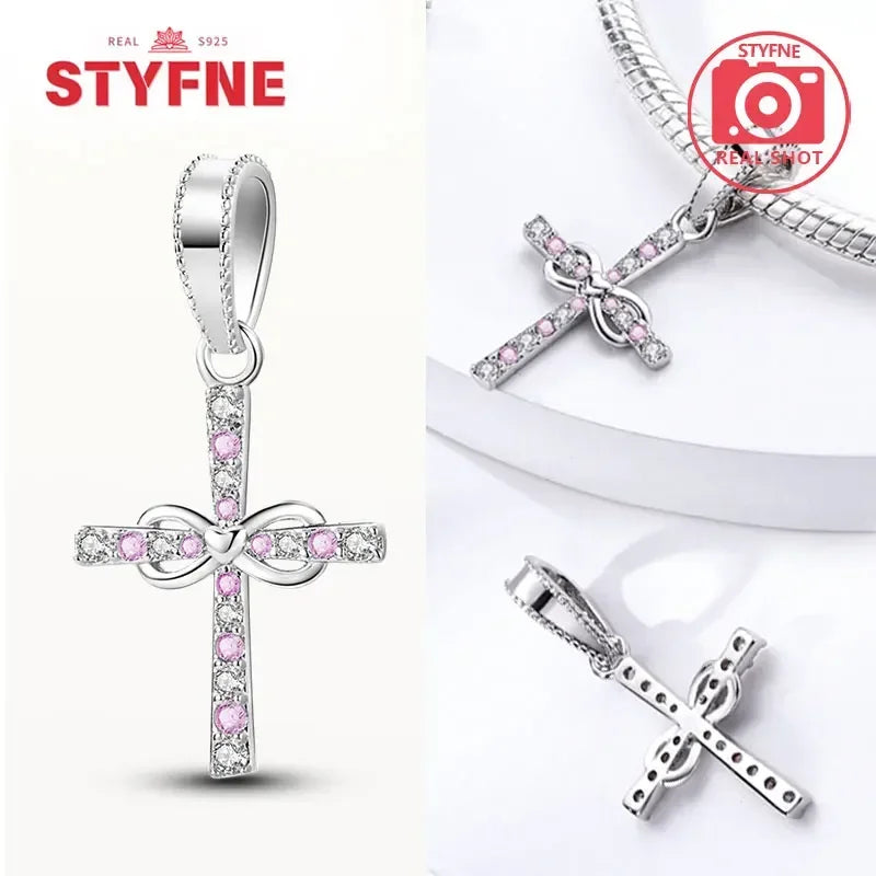 925 Silver Charms Religion Heart Lucky Eye Cross Beads For Original Bracelet Making Pendant for Women Fine Jewelry gifts