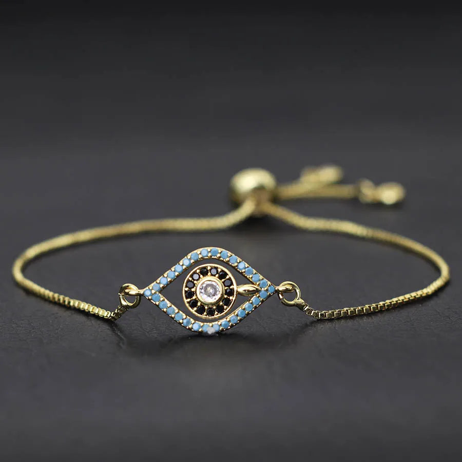 Fashion Gold Silver Color Women Chain Bracelet Adjustable Link Braclet Evil Eyes Butterfly Flower Cross Cuckold Braslet Joias