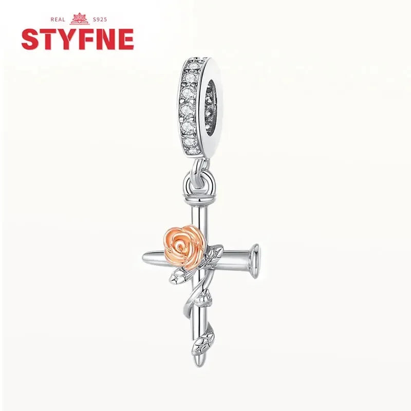 925 Silver Charms Religion Heart Lucky Eye Cross Beads For Original Bracelet Making Pendant for Women Fine Jewelry gifts