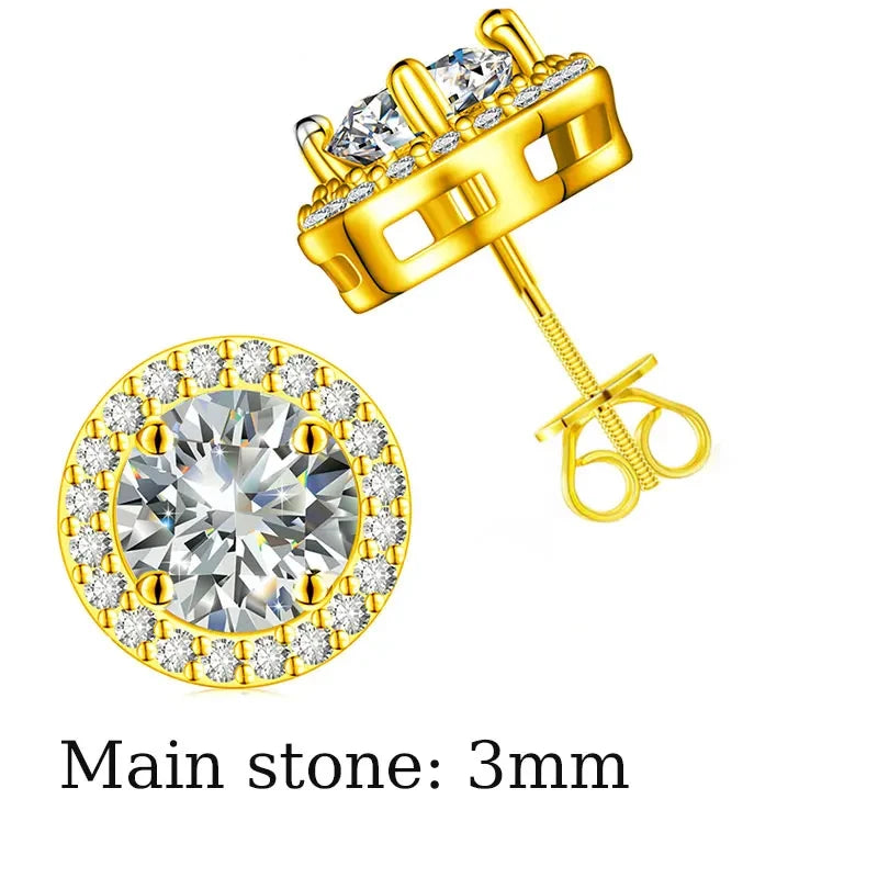 Unisex Fine Jewelry Moissanite Earrings For Women 925  Stud Earrings Moissanite D Color VVS Stud Round Flower Jewelry