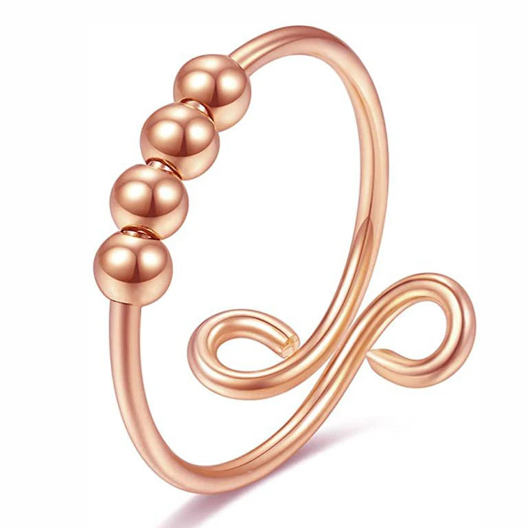 Trendy Anxiety Rings Tarnish Free Stainless Steel Fidget Rotate Bead Anti Stress Relief Finger Ring Jewelry For Women