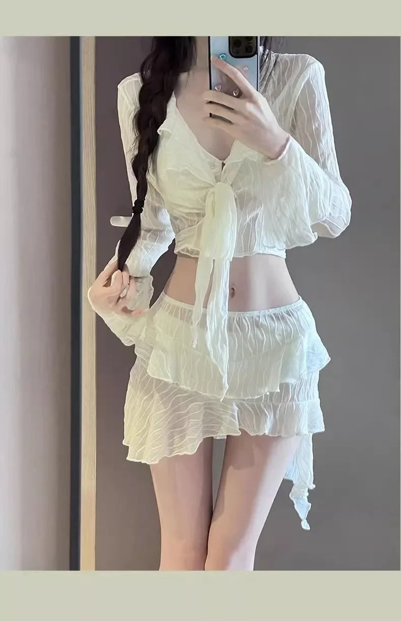 Sexy Bikini Swimsuit Women's Conservative Slimming Cover-Up Separate Swimwear Four-Piece Set Beach Vacation Hot Spring Swimming