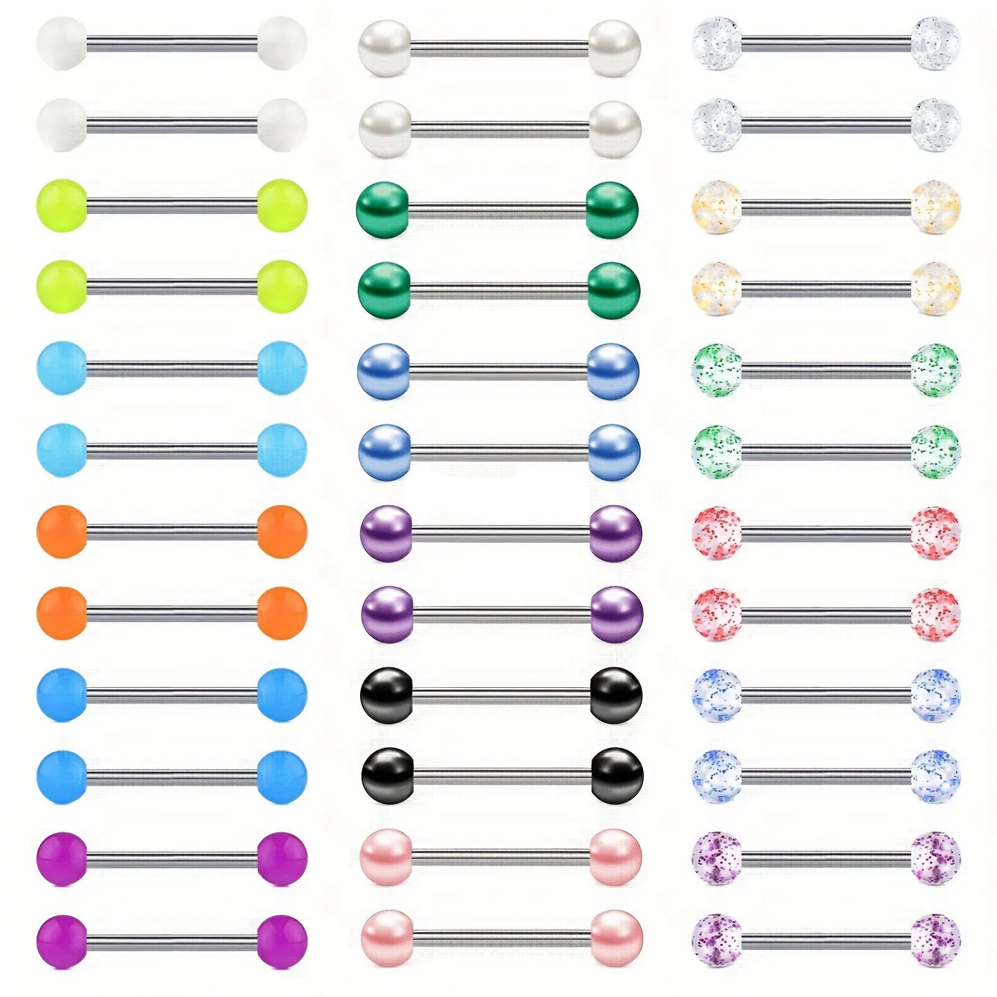 1/18Pairs 14mm/16mm/18mm Stainless Steel Tongue Rings Nipple Piercing Straight Barbells Jewelry For Men For Daily Decoration