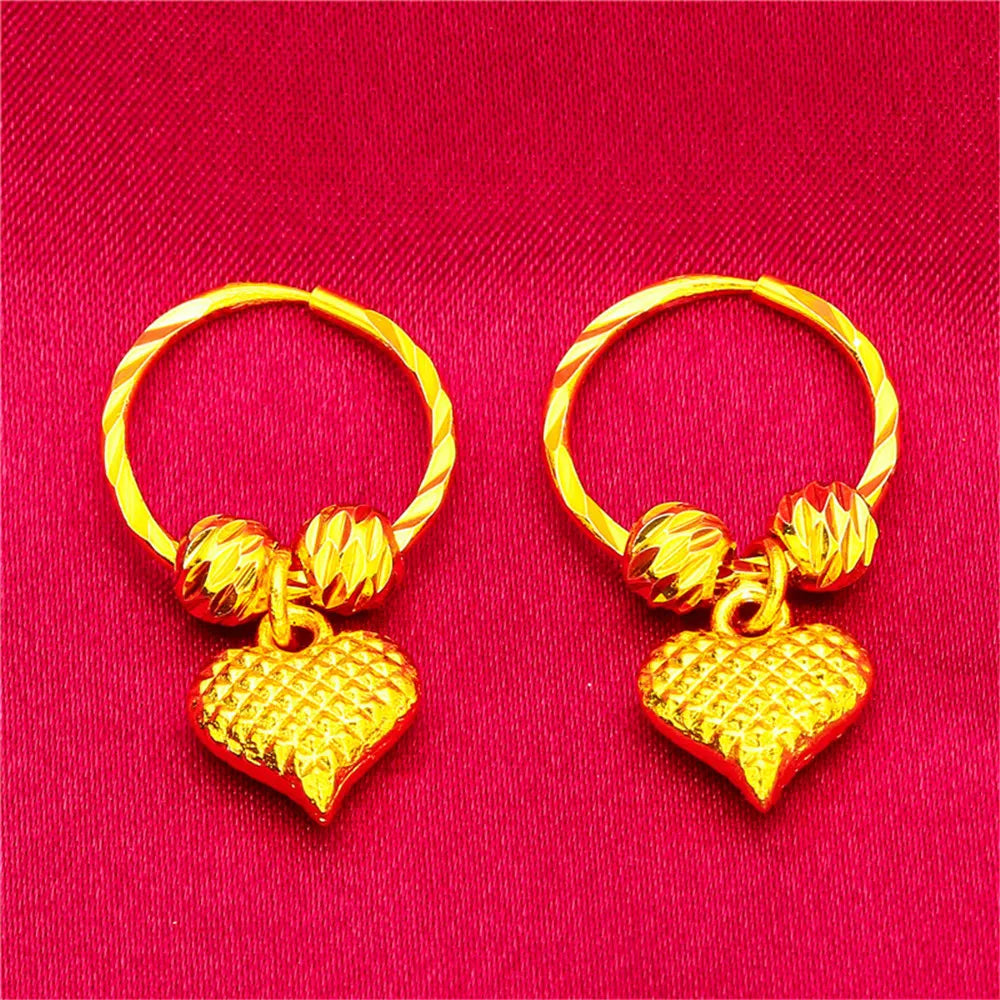 ANIID Heart Earrings 24K Gold Color Hoop Earrings for Women Nigerian Designer Earrings Party Wedding Jewelry Wholesale Gift