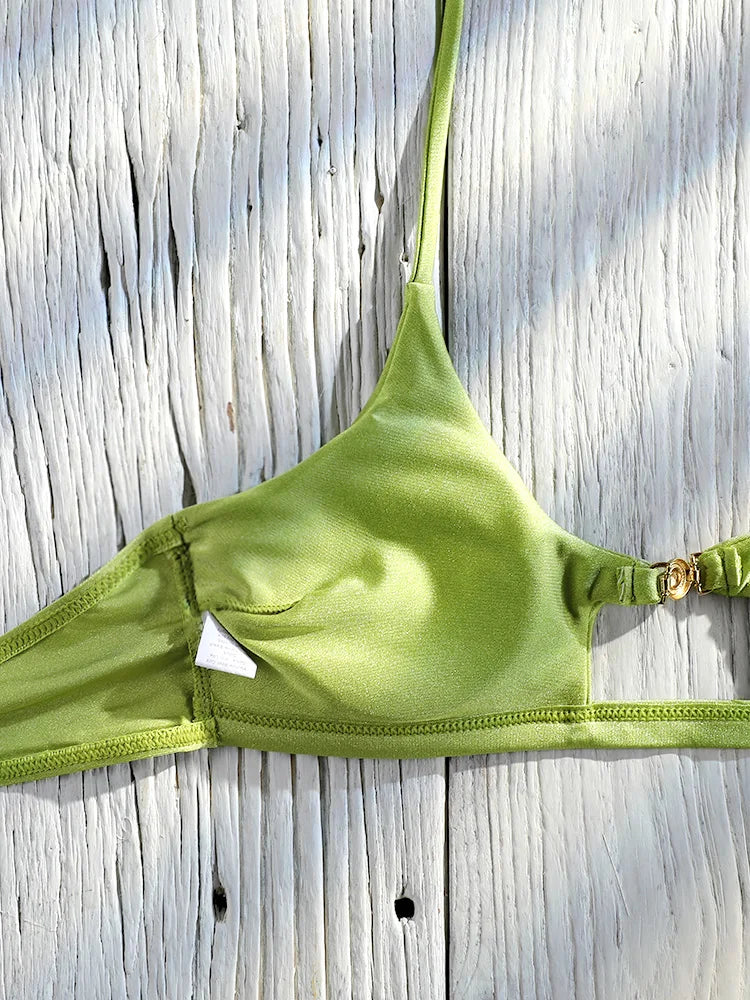 Miyouj Bandage Swimwear Summer Swimsuit High Cut Bikini Set Solid Sexy 2-Piece Suit New Bathsuit Hollow Out Thongs Beachwear