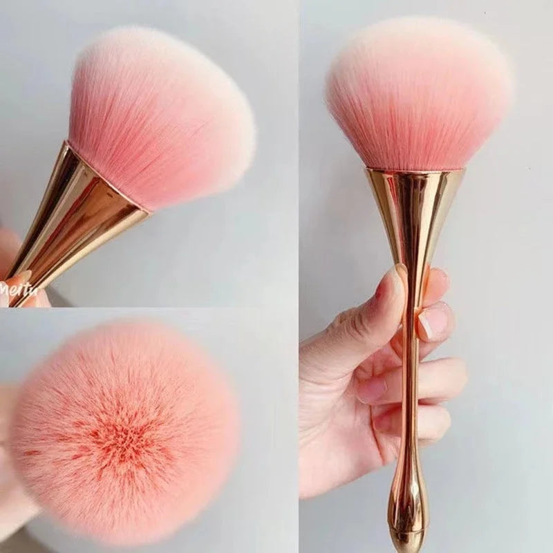 Rose Gold Powder Blush Makeup Brushes Professional Make Up Brush Soft Hair Large Nail Dust Cleaner Manicure Cosmetic Beauty Tool