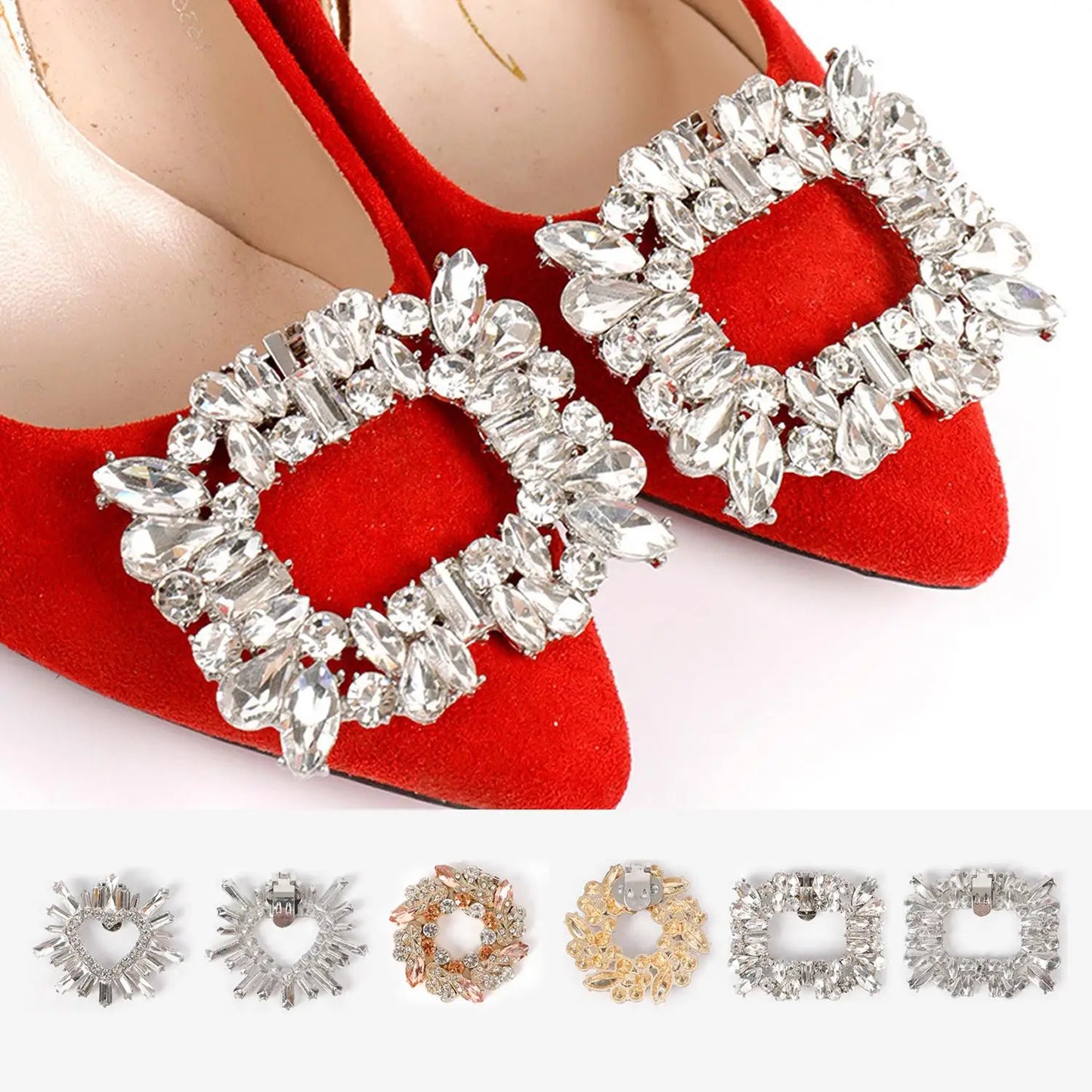 1PC Removable Lady Shoe Clips Wedding Bride Shoes Decoration Women High Heel Charms Jewelry Rhinestones Crystal Shoes Decoration