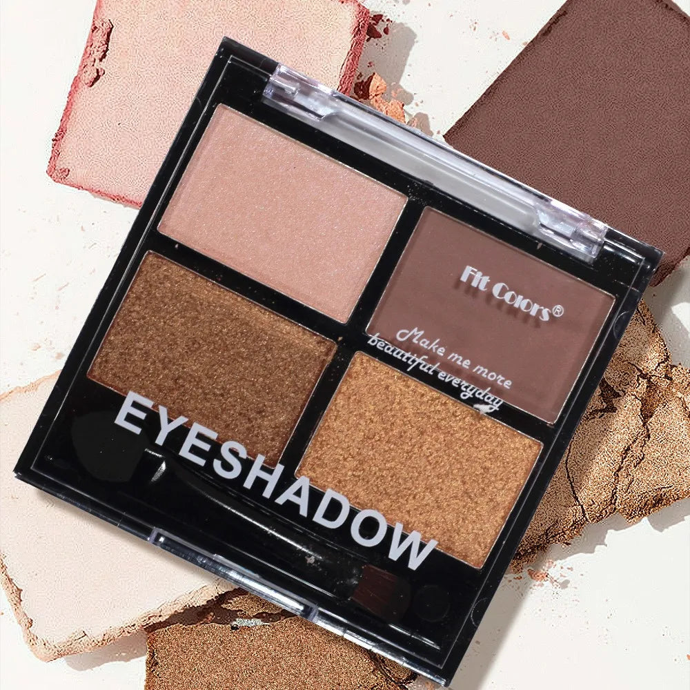 4-Color Smoky Gray Eye Shadow Palette Pearly Matte Earth Color Eyeshadow Pallete Shiny Sequins Eye Pigments Lasting Makeup