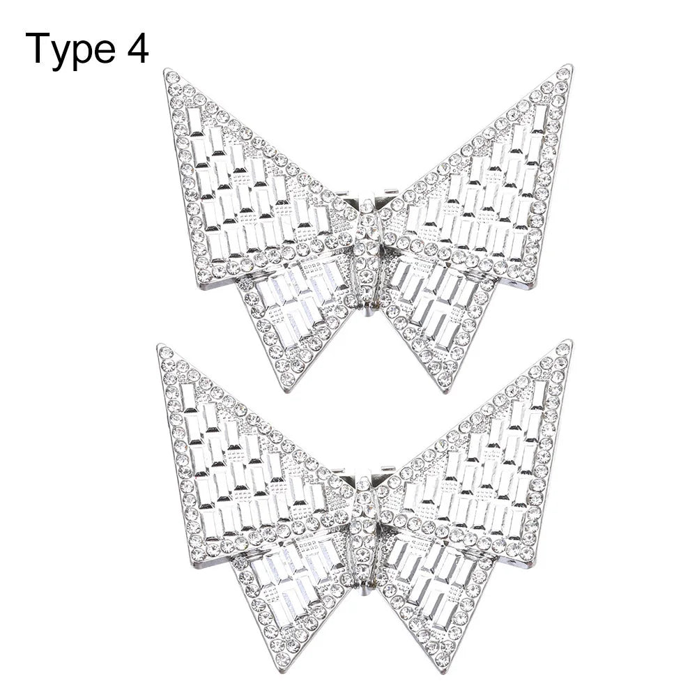 1Pair Detachable Shoes Decorations Shiny Crystal Shoes Clip Charm Buckle Rhinestone Brooch Women Bag Pendant Bride Accessories