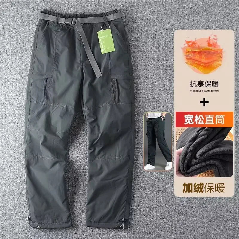 Outdoor Softell Pants Men's Autumn Winter Windproof Waterproof Thiened Fce Lined Straight Leg Hiking Mountain Climbing...