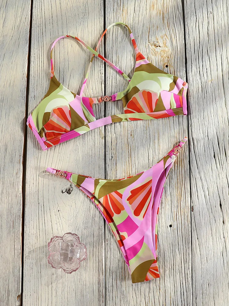 Miyouj Bandage Swimwear Summer Swimsuit High Cut Bikini Set Solid Sexy 2-Piece Suit New Bathsuit Hollow Out Thongs Beachwear