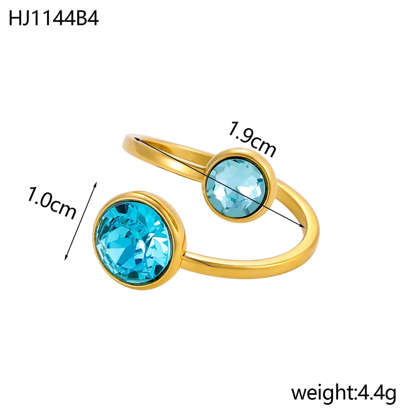 18k gold color stainless steel ring with crystal ring for women light luxury high-grade color open stainless steel
