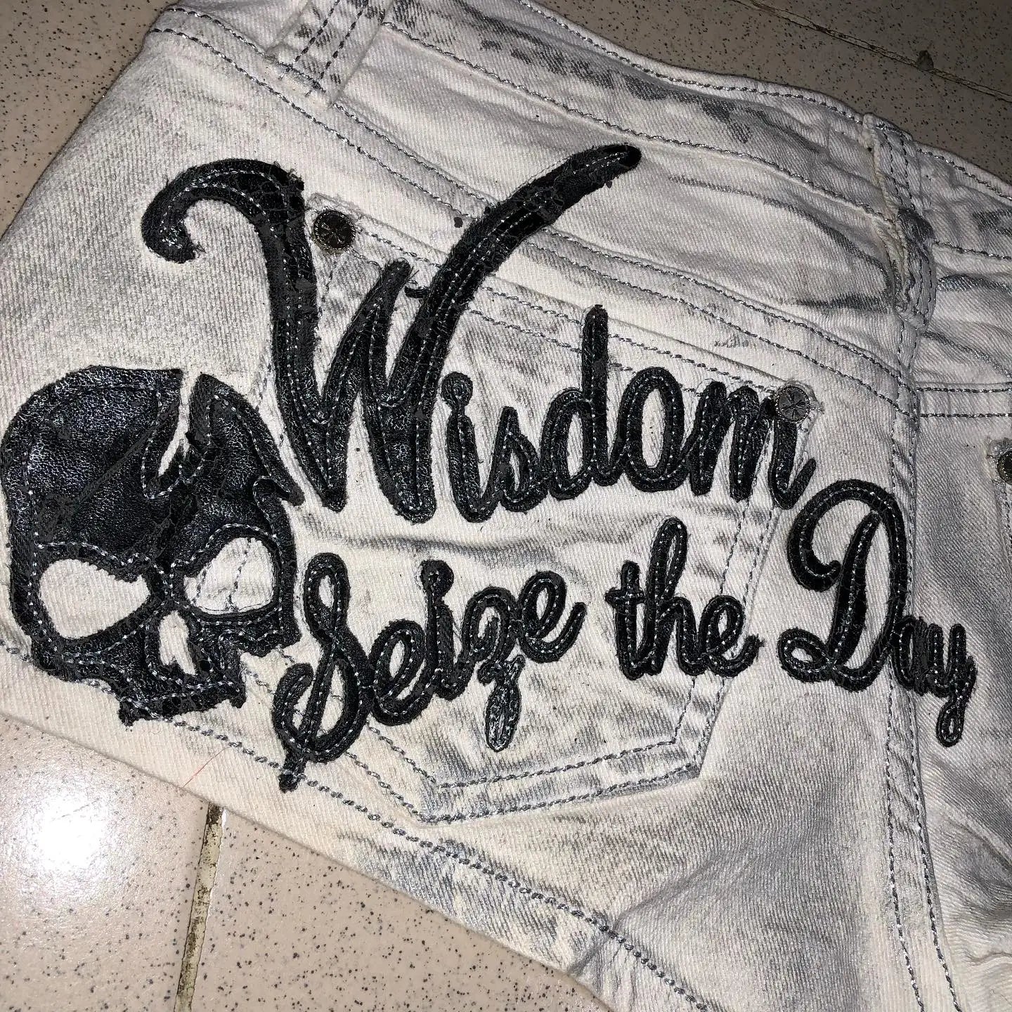 Summer Hot Girl White Cowboy Shorts Sexy Low Waist Letter Embroidered Super Shorts Women Fashion Gothic Retro Slimming Shorts