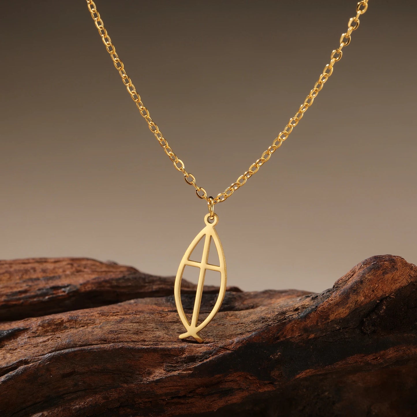 LIKGREAT Christian Jesus Fish Pendant Necklace for Women Stainless Steel Ichthys Faith Pray Choker Jewelry Valentine's Day Gifts