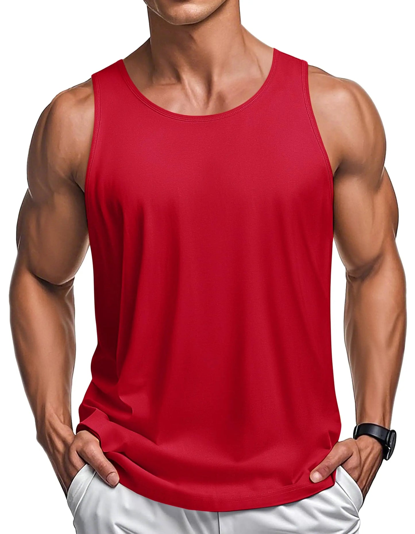 MAGCOMSEN Men's Tank Tops Cotton Sweat-wicking Breathable Muscle Sports Sleeveless Shirt Gym Exercise Outdoor Sports and Beach