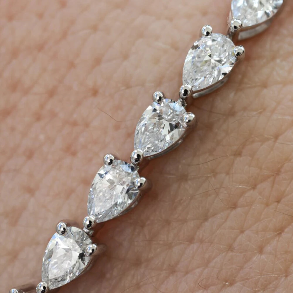 3*5mm Pear Cut D Color Full Moissanite Tennis Bracelet for Women Men 925 Sterling Silver Waterdrop Shape Hand Chain Fine Jewelry