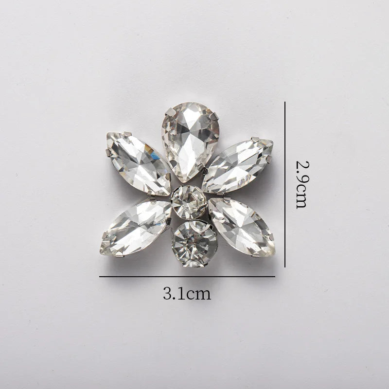 QIAO 5pcs Rhinestones Ornament Crystal Clear Iron on Diamond Rhinestones for Clothing Bags Hoodie Decorations Accessories