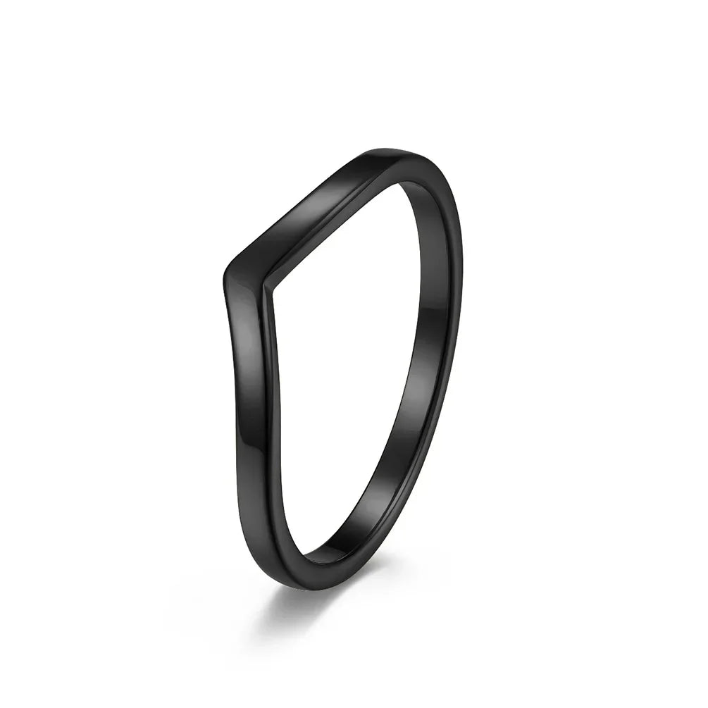 Minimalist Heart Shaped Stainless Steel Female Ring 2mm Thin Style Love Wedding Anniversary Gift Romantic Jewelry