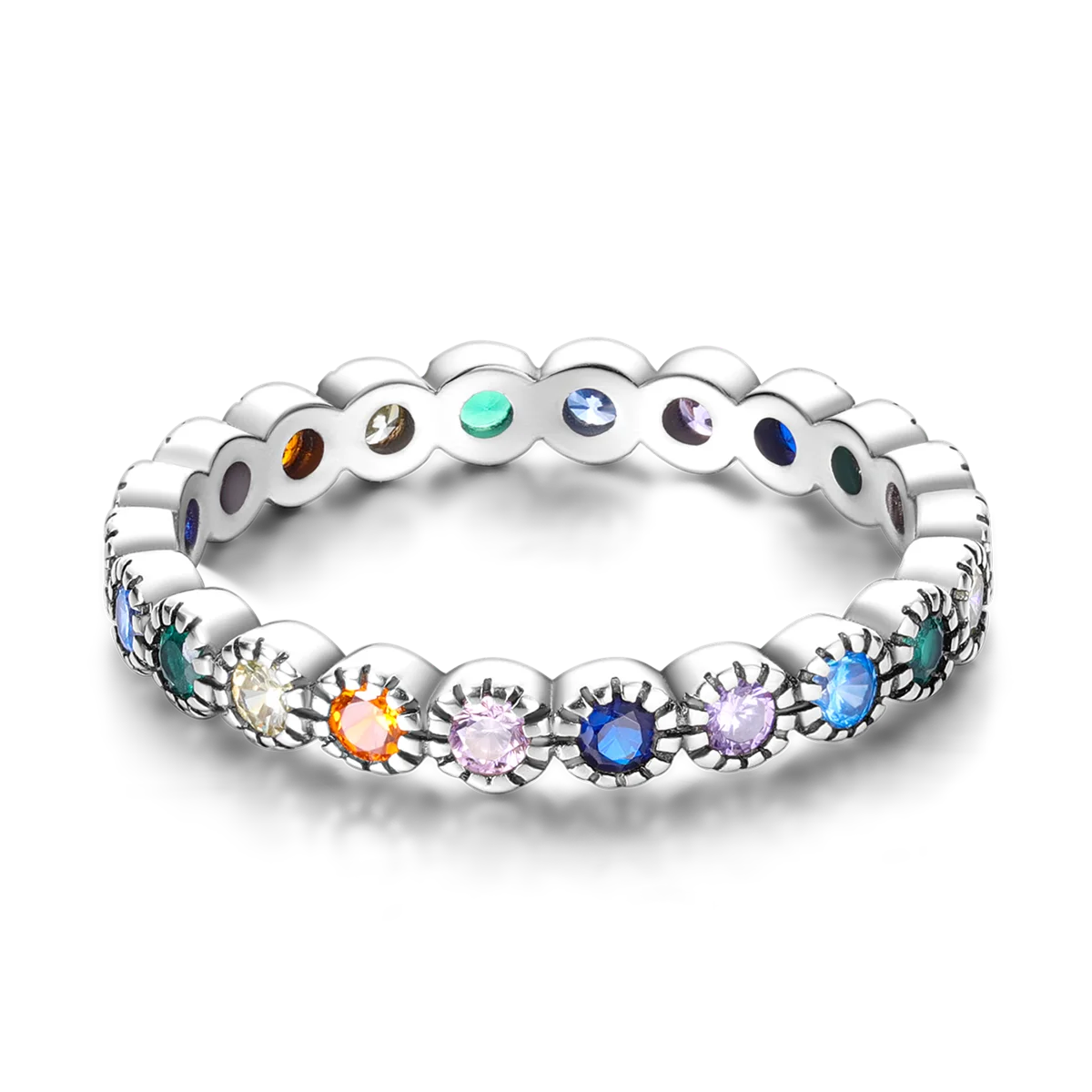 Silver Plated Women Luxury Stackable Ring Real Infinite Flower Daisy Fine Jewelry Rings For Engagement Weddling Party