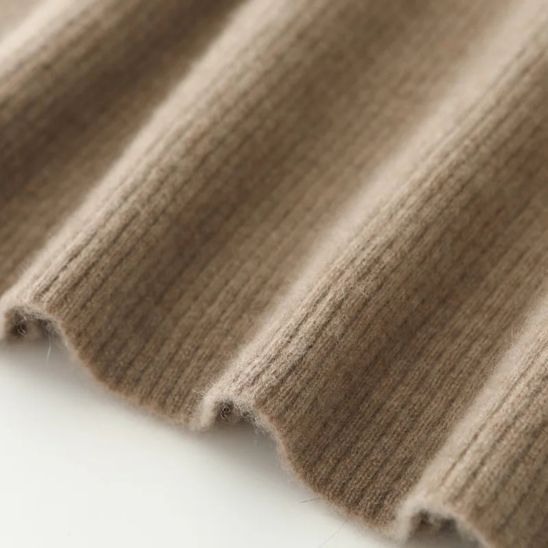 100% Merino Wool Skirt Women's Elastic Waist Cashmere Striped Skirts Office Lady Knitted Simple Dress Thickening Autumn Winter