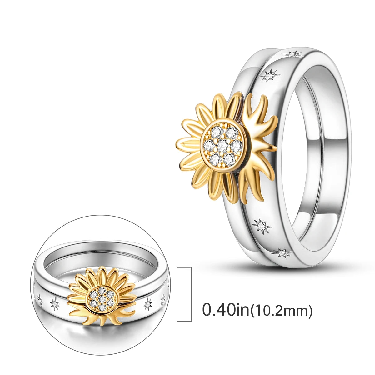 Silver Plated Women Luxury Stackable Ring Real Infinite Flower Daisy Fine Jewelry Rings For Engagement Weddling Party