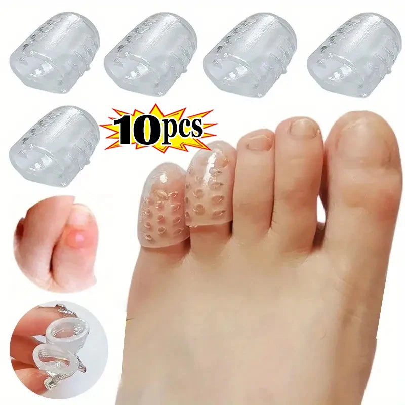 10/50pcs Transparent Silicone Toe Covers Women Gel Little Toes Protector Tube Foot Care Finger Caps Elasticity Prevents Blisters