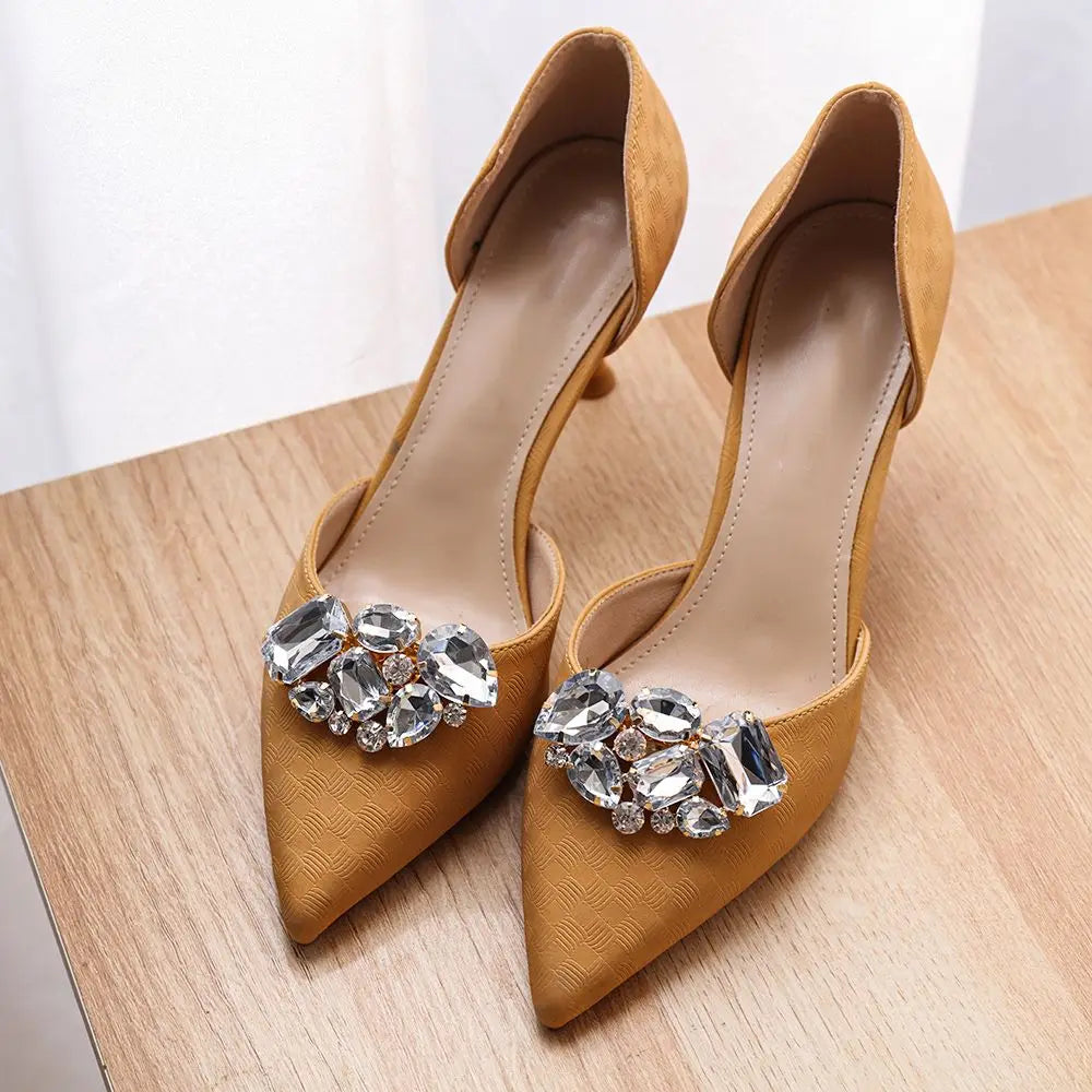 1Pair Detachable Shoes Decorations Shiny Crystal Shoes Clip Charm Buckle Rhinestone Brooch Women Bag Pendant Bride Accessories