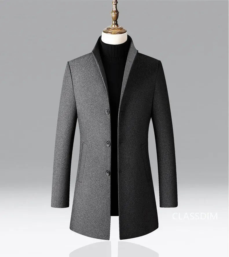 Men Long Trench Coats Cashmere Winter Jackets Wool Blends New Autumn Winter Coats Male Business Casual Trench Coats Size 4XL