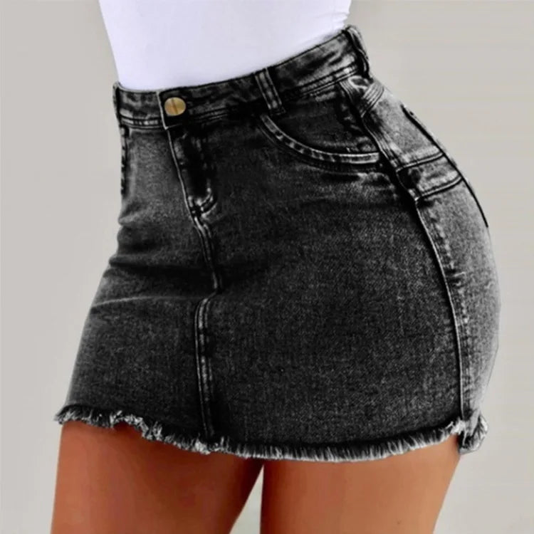 Women's Clothing Hot selling European and American denim short skirt sexy hip hugging denim short skirt 4 colors half Skirts