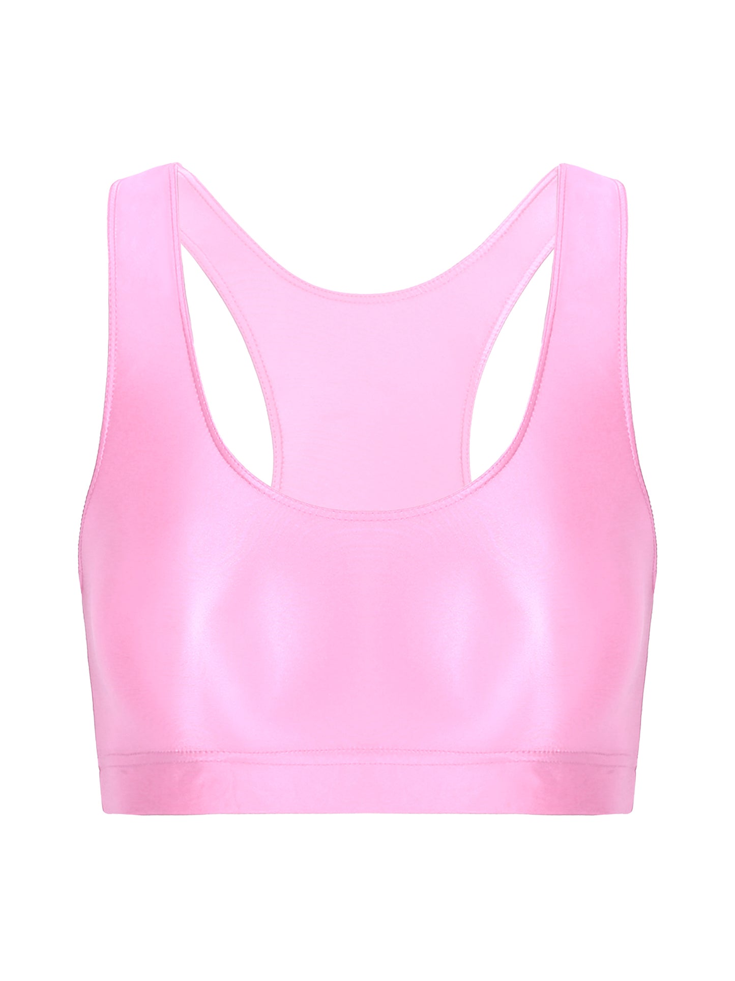 Women Glossy Swimsuit Outfit Oil Shiny Camis Crop Top Sports Fitness Smooth Tank Tops T-shirt With Panties Boxer Shorts Swimwear