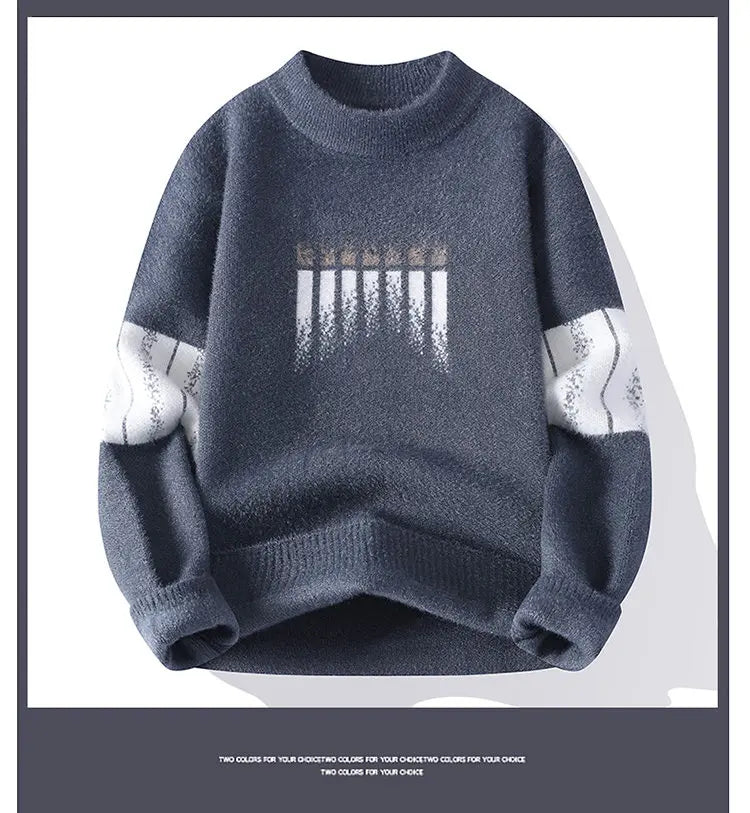 New Winter Tops Handsome Pullover Men Korean Harajuku Mens Christmas Sweaters Grade Luxury Thick Warm Sweater