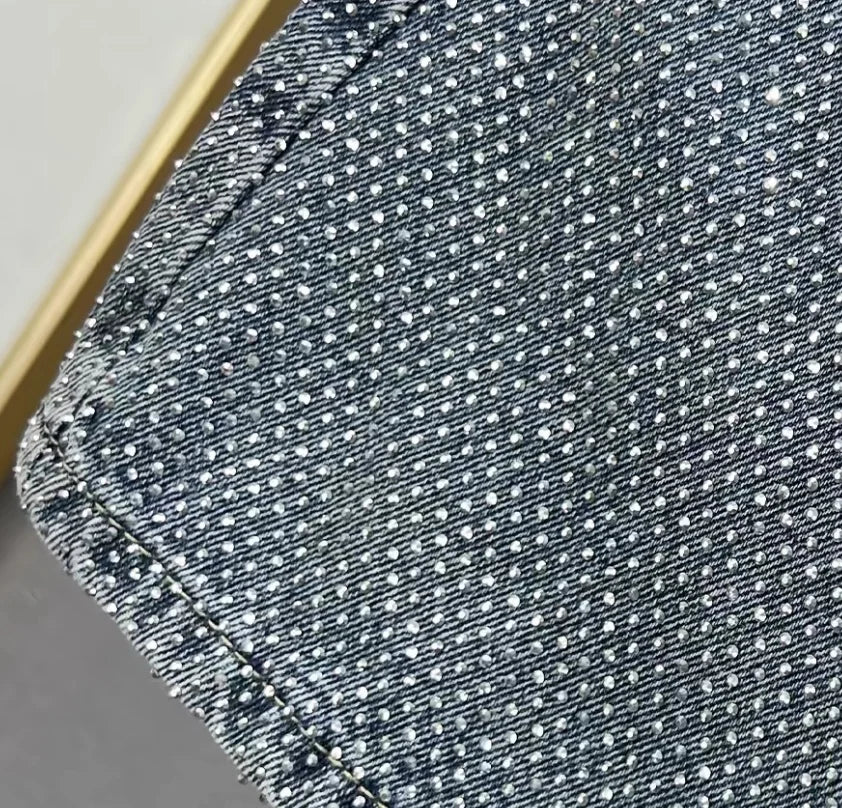 2025 New Summer A-line Denim Skirts For Women Fashion Hot drilling Casual Jeans Skirt Femme w1146