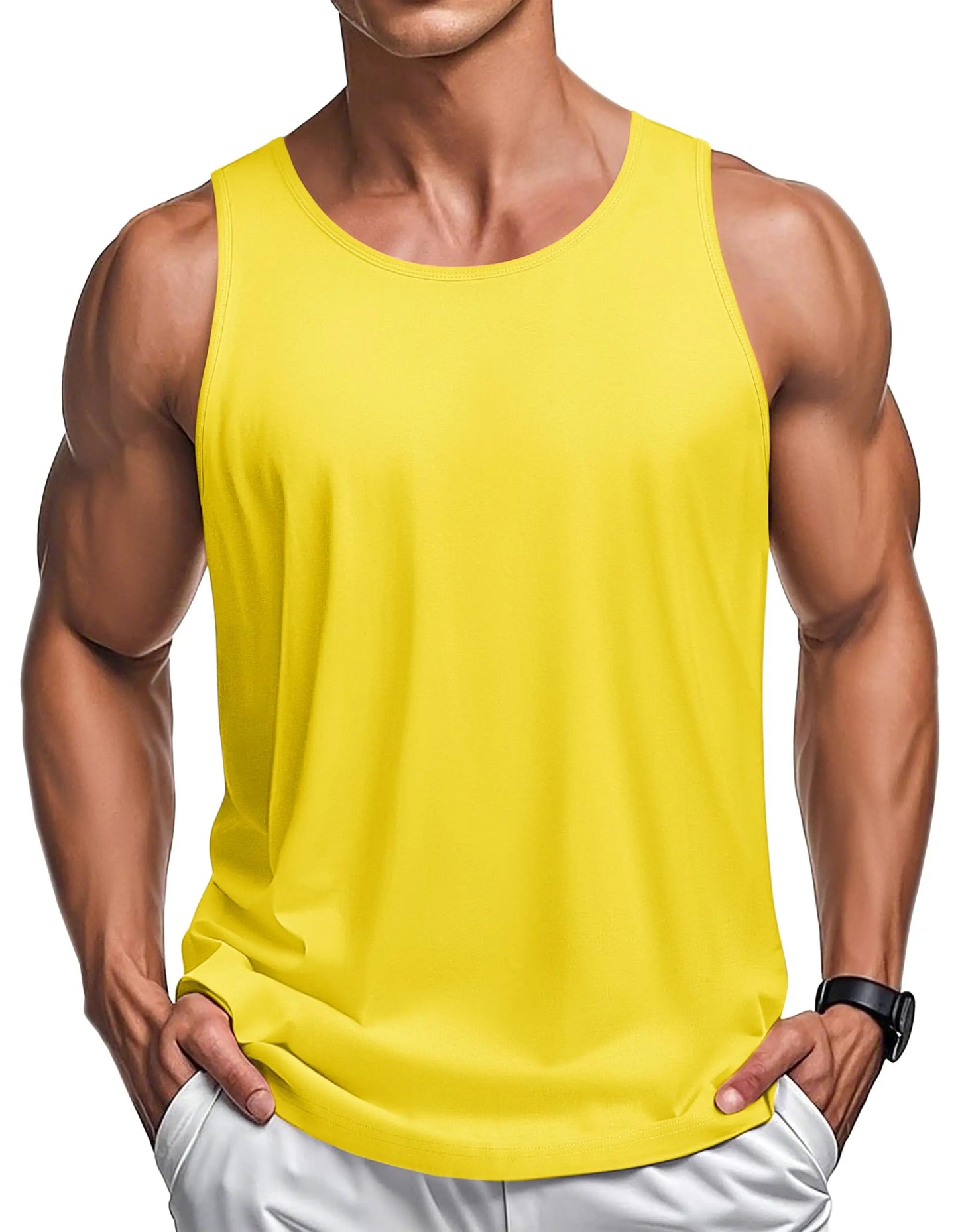 MAGCOMSEN Men's Tank Tops Cotton Sweat-wicking Breathable Muscle Sports Sleeveless Shirt Gym Exercise Outdoor Sports and Beach