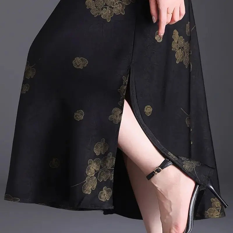 Printed Skirt Women Spring Summer New High-waisted Straight Hip-covered Skirt Temperament Long Skirt