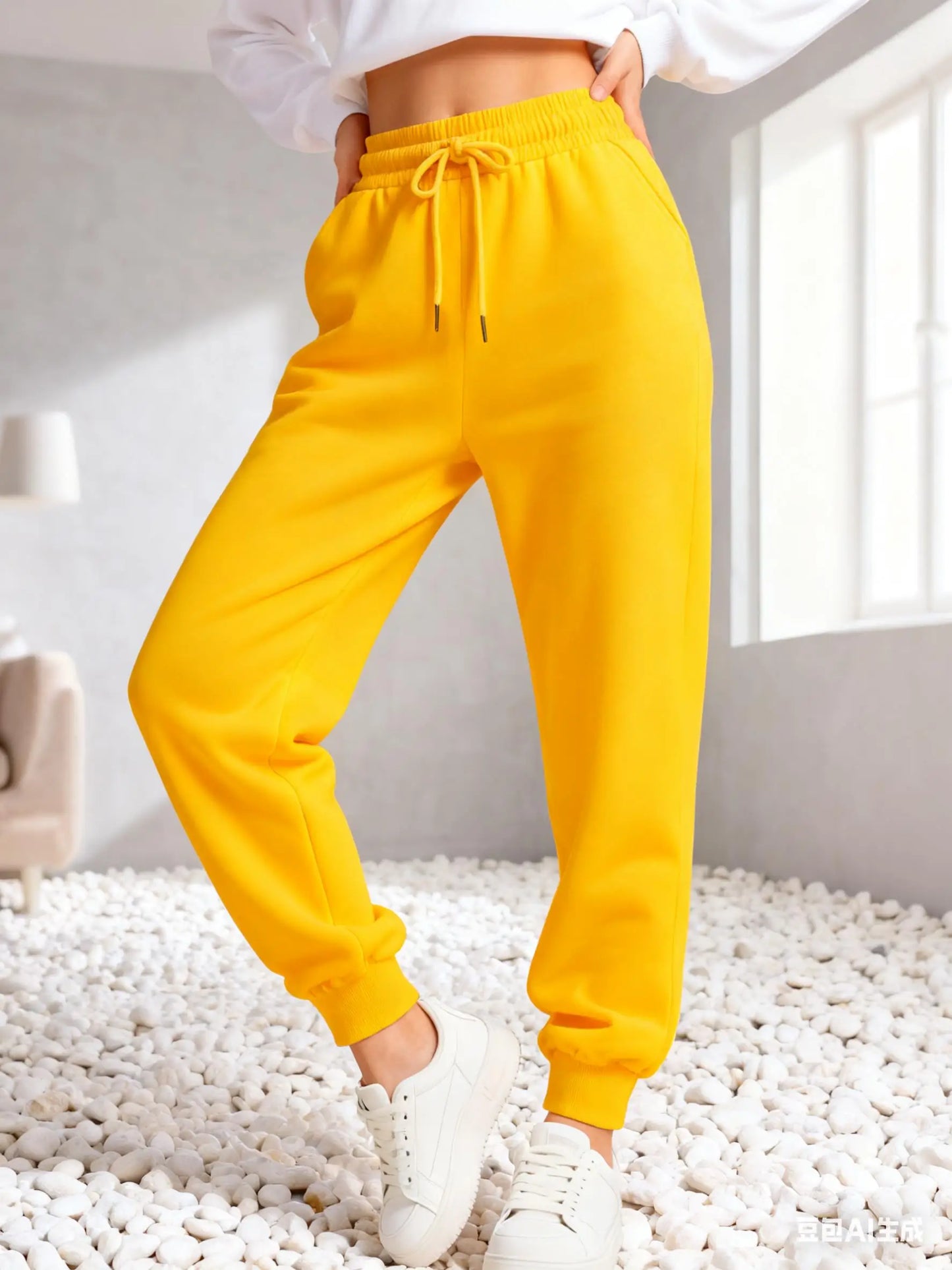 Multicolor Autumn Solid Color Womens Sweatpants Fleece Casual Unisex Long Pants All-Match Sportspants Woman Drawstring Pant