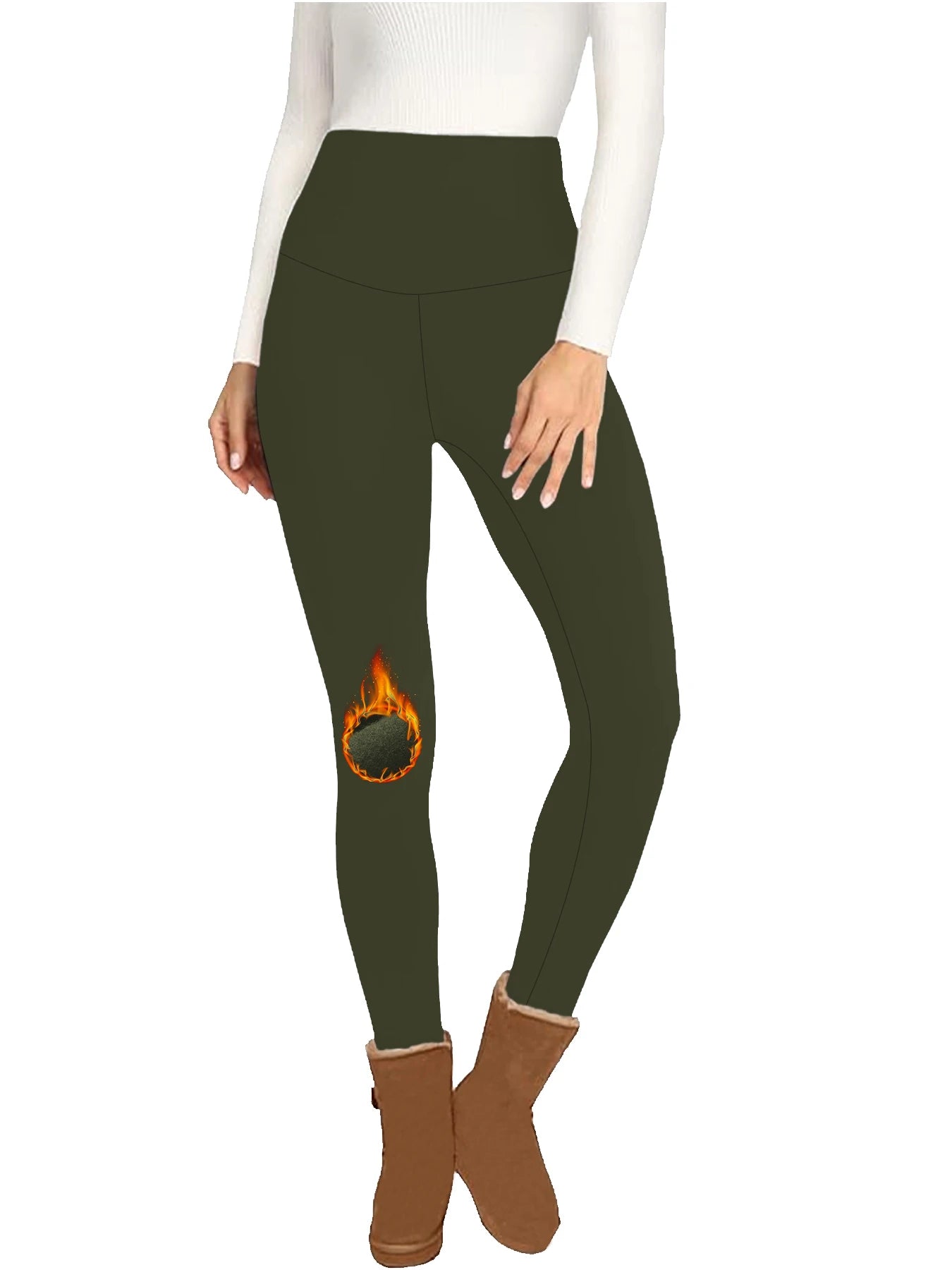 Women's leggings with thermal fleece interior. High waist design provides coverage and comfort for yoga and workout sessions